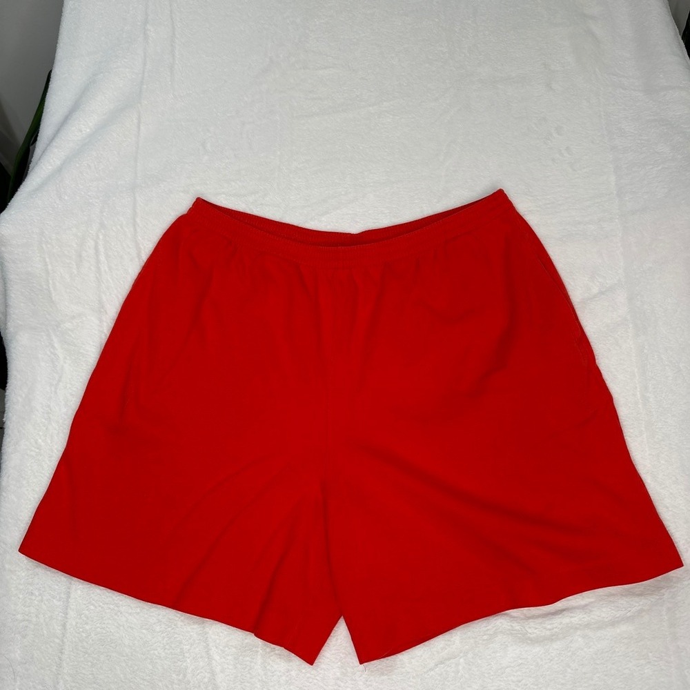 Vintage Indie Y2k 90s Kidcore Red Cotton Elastic Waist Shorts Made in USA Large